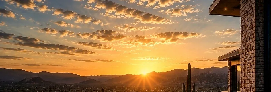 Wide view of the St. George desert and mountains at sunset from the property