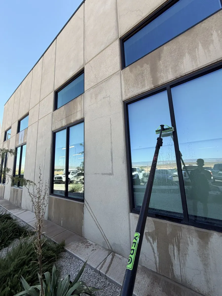 Narrow modern window strip cleaned streak-free