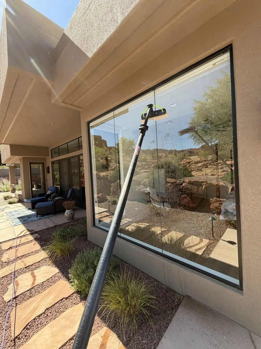 Sliding glass door cleaned to a streak-free shine