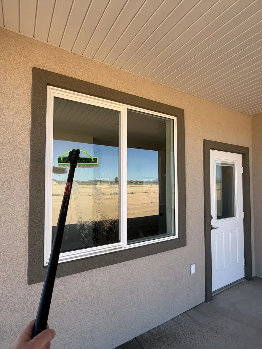 Second-story window cleaned overlooking the desert